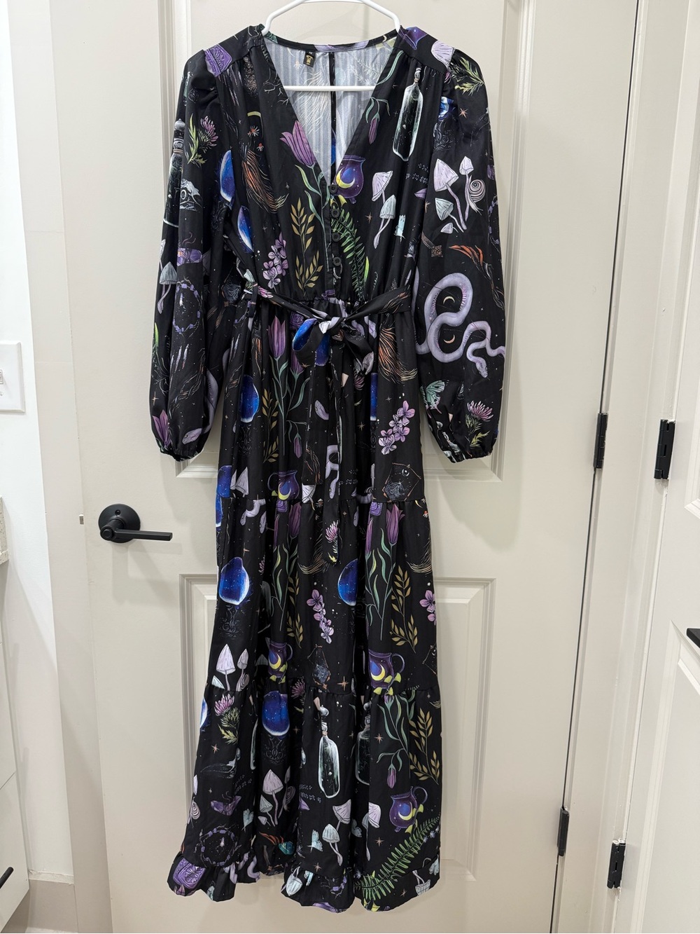 Coramoon Witchy Whimsigoth Mushroom Snake Midi Dress Halloween Sz M Ms Frizzle
